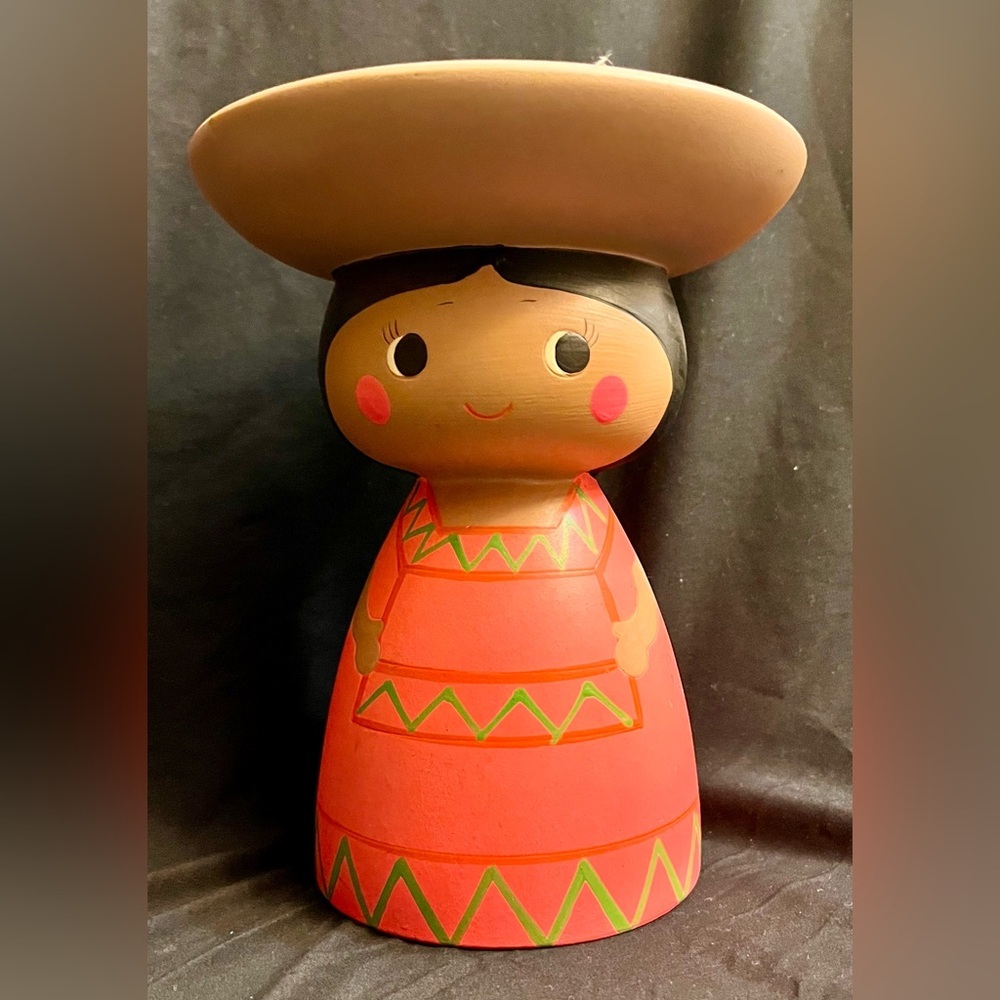 Vintage Hallmark Little Nina Clay Doll Candle Holder Japan Terracotta Figurine